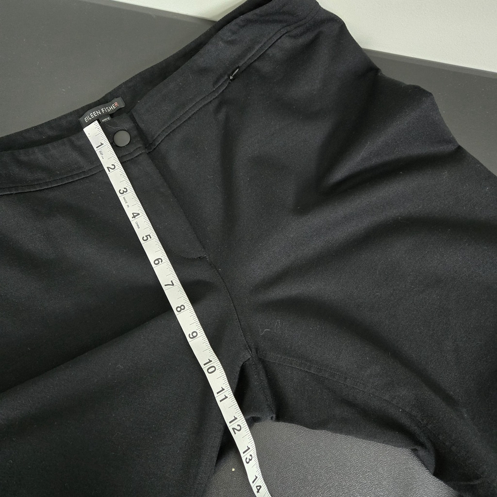 Eileen Fisher Womens Jersey Knit Straight Leg Pants Size L Black Stretch Ponte - Picture 8 of 9